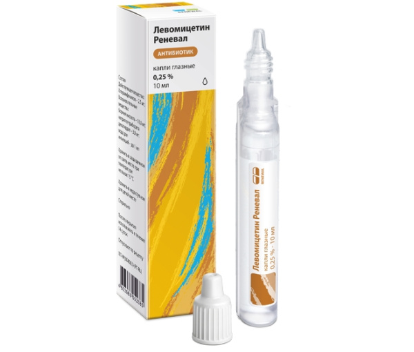 Левомицетин Реневал капли глазные 0.25% x 10мл №1 фото в интернет-аптеке "Фармсервис"