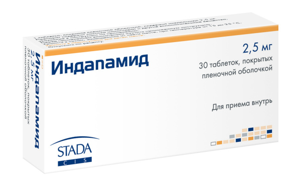 Индапамид таблетки, покрытые плёночной оболочкой 2.5мг №30 фото в интернет-аптеке "Фармсервис"
