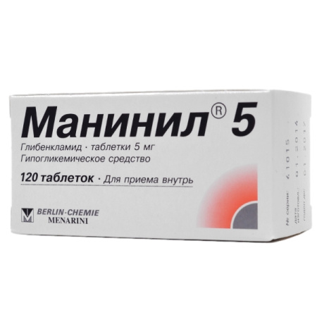 Манинил 5 таблетки 5мг №120 детальное фото в интернет-аптеке "Фармсервис"