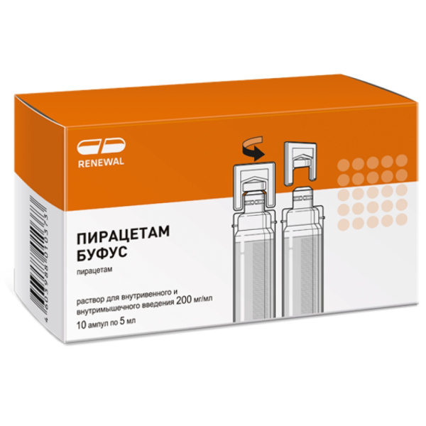 Пирацетам буфус раствор для внутривенного введения 200мг/мл x 5мл №10 фото в интернет-аптеке "Фармсервис"