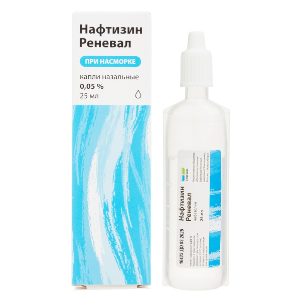 Нафтизин Реневал капли назальные 0.05% x 25мл №1 фото в интернет-аптеке "Фармсервис"