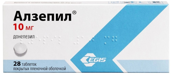 Алзепил таблетки, покрытые плёночной оболочкой 10мг №28 фото в интернет-аптеке "Фармсервис"