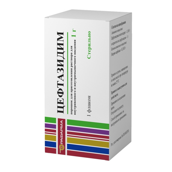 Цефтазидим порошок для приготовления раствора для внутривенного и внутримышечного введения 1г x 1г №1 фото в интернет-аптеке "Фармсервис"