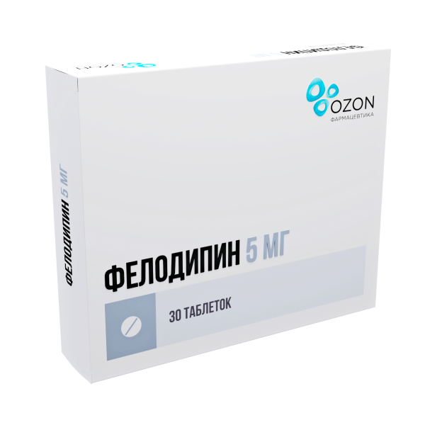 Фелодипин таблетки с пролонгированным высвобождением, покрытые пленочной оболочкой 5мг №30 фото в интернет-аптеке "Фармсервис"