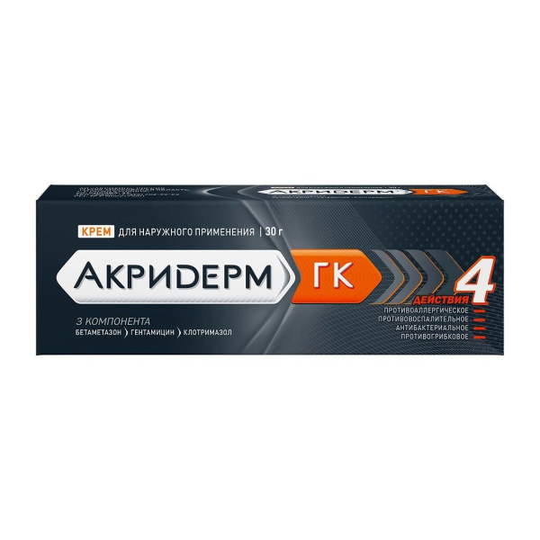 Акридерм ГК крем для наружного применения 0.05%+0.1%+1% x 30г №1 фото в интернет-аптеке "Фармсервис"