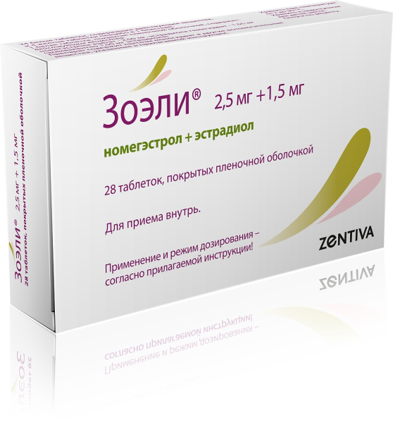 Зоэли таблетки, покрытые плёночной оболочкой 2.5мг+1.5мг №24+4 фото в интернет-аптеке "Фармсервис"