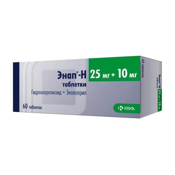 Энап-H таблетки 25мг+10мг №60 фото в интернет-аптеке "Фармсервис"