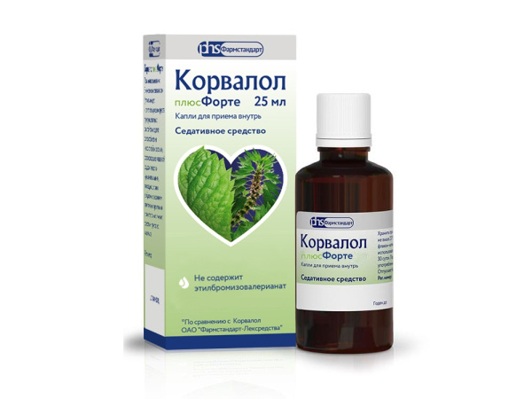 Корвалол плюсФорте капли для приёма внутрь 1.482мг/мл+751.184мг/мл+19.05мг/мл x 25мл №1 фото в интернет-аптеке "Фармсервис"