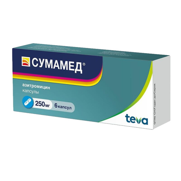Сумамед капсулы 250мг №6 фото в интернет-аптеке "Фармсервис" Сумамед капсулы 250мг №6 фото в интернет-аптеке "Фармсервис"