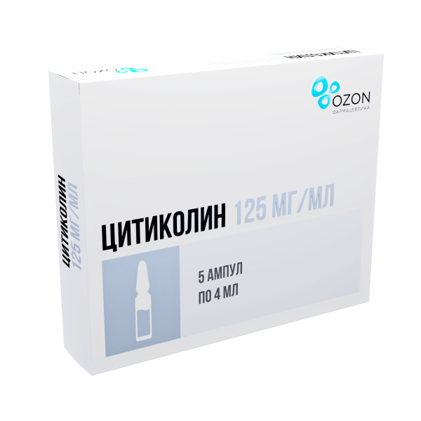 Цитиколин раствор для внутривенного и внутримышечного введения 125мг/мл x 4мл №5 фото в интернет-аптеке "Фармсервис"