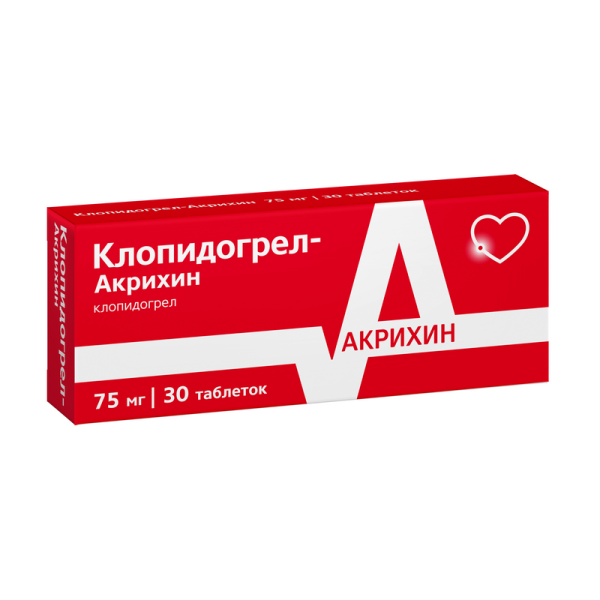 Клопидогрел-Акрихин таблетки, покрытые плёночной оболочкой 75мг №30 фото в интернет-аптеке "Фармсервис"