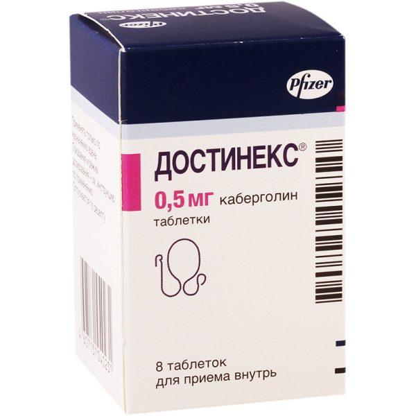 Достинекс таблетки 500мкг №8 фото в интернет-аптеке "Фармсервис"