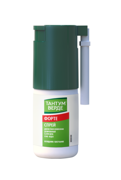 Тантум Верде форте спрей для местного применения дозированный 0.51мг/доза x 88доза №1 фото в интернет-аптеке "Фармсервис"