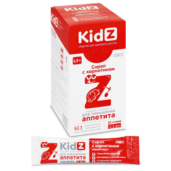 Kidz сироп с карнитином д/аппетита стик-пакет 2,5мл №20 фото в интернет-аптеке "Фармсервис" Kidz сироп с карнитином д/аппетита стик-пакет 2,5мл №20 фото в интернет-аптеке "Фармсервис"