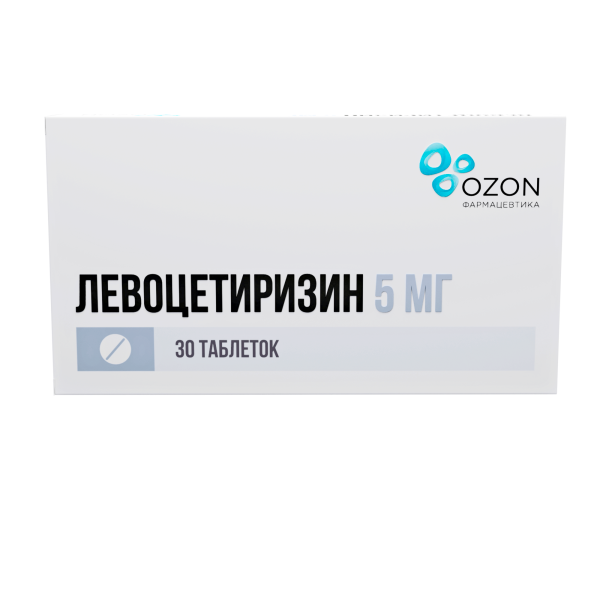 Левоцетиризин таблетки, покрытые плёночной оболочкой 5мг №30 фото в интернет-аптеке "Фармсервис" Левоцетиризин таблетки, покрытые плёночной оболочкой 5мг №30 фото в интернет-аптеке "Фармсервис"