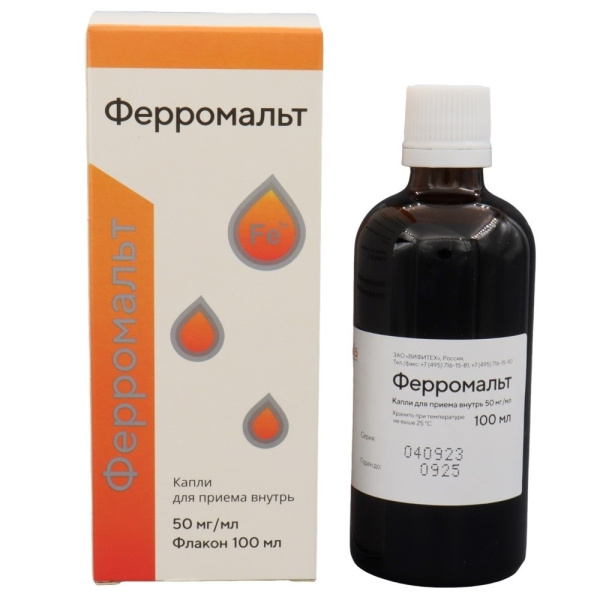 Ферромальт капли для приёма внутрь 50мг/мл x 100мл №1 фото в интернет-аптеке "Фармсервис"