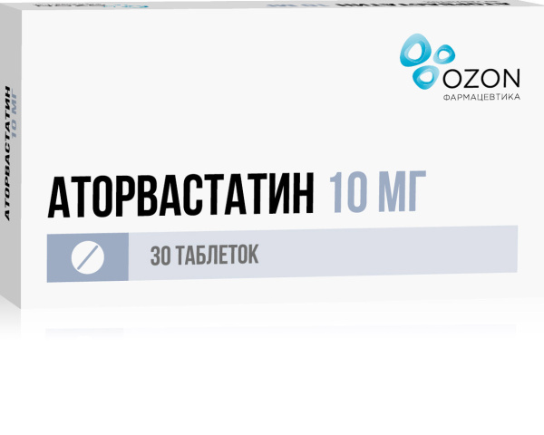 Аторвастатин таблетки, покрытые плёночной оболочкой 10мг №30 фото в интернет-аптеке "Фармсервис"