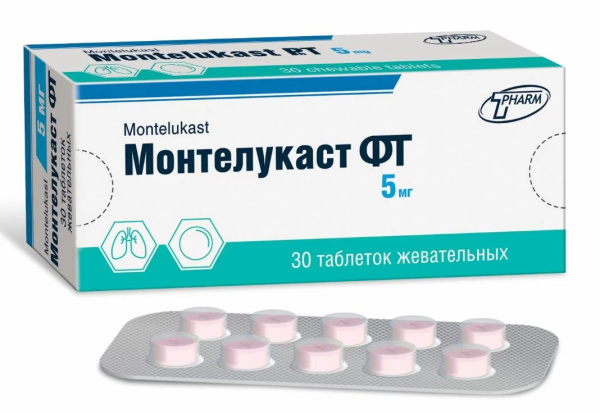 Монтелукаст ФТ таблетки жевательные 5мг №30 фото в интернет-аптеке "Фармсервис" Монтелукаст ФТ таблетки жевательные 5мг №30 фото в интернет-аптеке "Фармсервис"