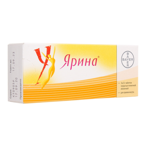Ярина таблетки, покрытые плёночной оболочкой 3мг+30мкг №63 фото в интернет-аптеке "Фармсервис"