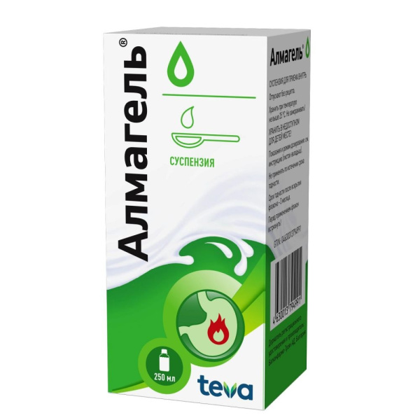 Алмагель суспензия для приёма внутрь 2.18г/5мл+350мг/5мл x 250мл №1 фото в интернет-аптеке "Фармсервис"
