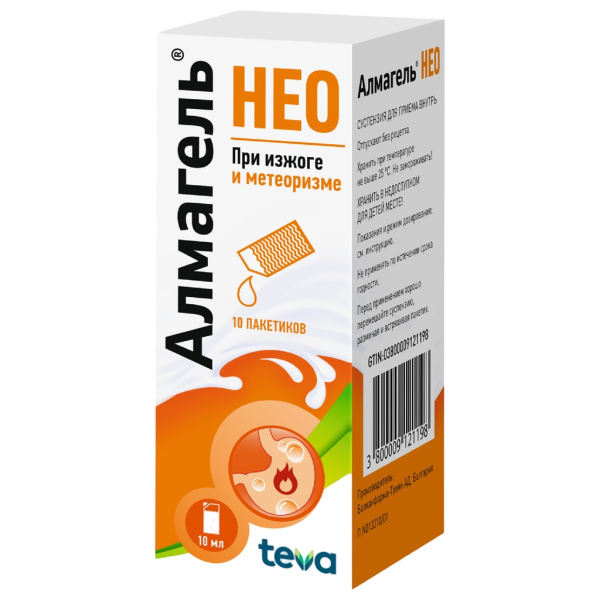 Алмагель Нео суспензия для приёма внутрь 340мг/5мл+395мг/5мл+36мг/5мл x 10мл №10 фото в интернет-аптеке "Фармсервис"