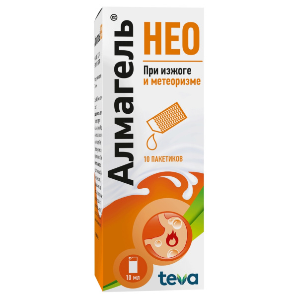Алмагель Нео суспензия для приёма внутрь 340мг/5мл+395мг/5мл+36мг/5мл x 10мл №10 фото в интернет-аптеке "Фармсервис"