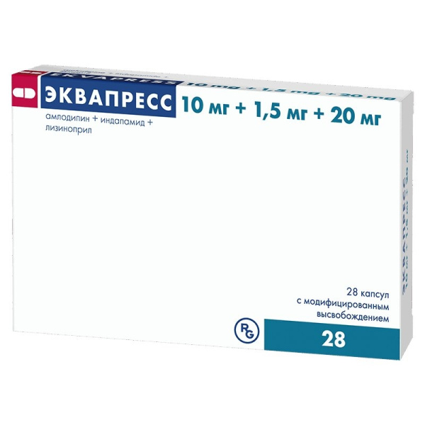 Эквапресс капсулы с модифицированным высвобождением 10мг+1.5мг+20мг №28 фото в интернет-аптеке "Фармсервис"
