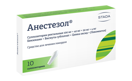 Анестезол суппозитории ректальные  №10 детальное фото в интернет-аптеке "Фармсервис"