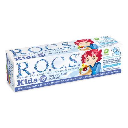 Зубная паста детская РОКС Kids (3-7 лет) Фруктовый рожок без фтора 45г детальное фото в интернет-аптеке "Фармсервис"