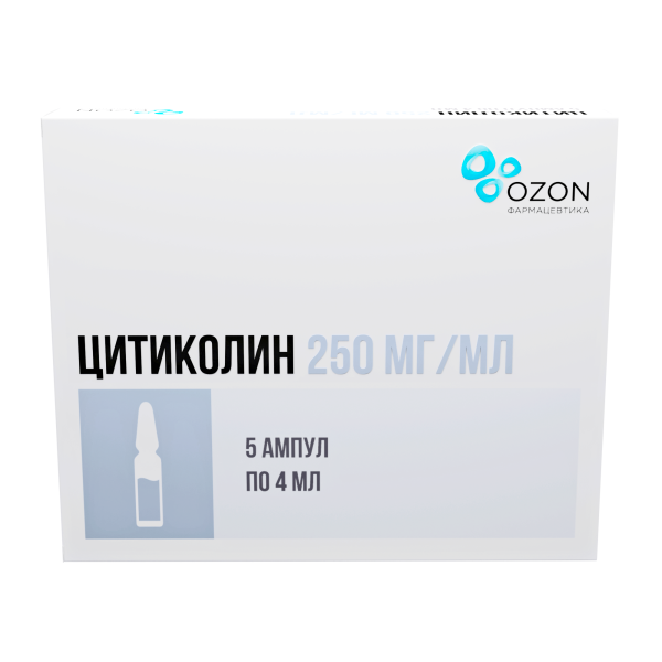 Цитиколин раствор для внутривенного и внутримышечного введения 250мг/мл x 4мл №5 фото в интернет-аптеке "Фармсервис"
