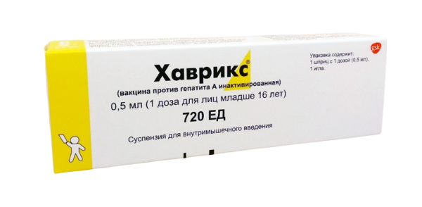 Хаврикс (вакцина против гепатита А инактивированная) шпр.(сусп. д/в/м введ.) 720ЕД 0,5мл №1 фото в интернет-аптеке "Фармсервис"