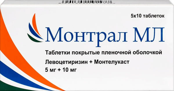 Монтрал МЛ таблетки, покрытые плёночной оболочкой 5мг+10мг №50 фото в интернет-аптеке "Фармсервис"