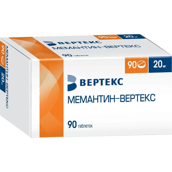 Мемантин-ВЕРТЕКС таблетки, покрытые плёночной оболочкой 20мг №90 фото в интернет-аптеке "Фармсервис"