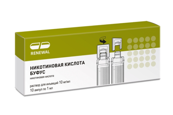 Никотиновая кислота буфус раствор для инъекций 10мг/мл x 1мл №10 фото в интернет-аптеке "Фармсервис" Никотиновая кислота буфус раствор для инъекций 10мг/мл x 1мл №10 фото в интернет-аптеке "Фармсервис"