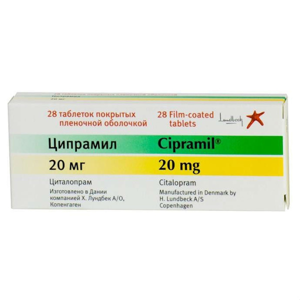 Ципрамил таблетки, покрытые плёночной оболочкой 20мг №28 фото в интернет-аптеке "Фармсервис"