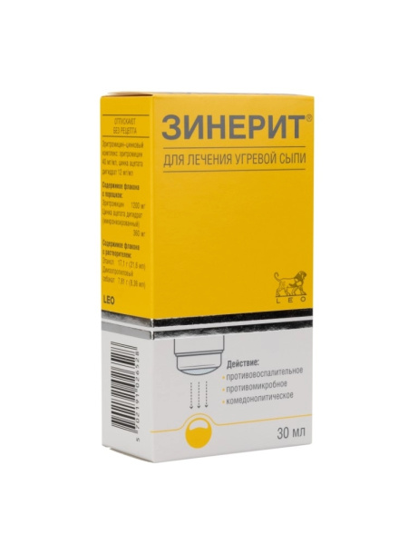 Зинерит порошок для приготовления раствора для наружного применения 360мг/30мл+1200мг/30мл x 1.56г №1 фото в интернет-аптеке "Фармсервис"
