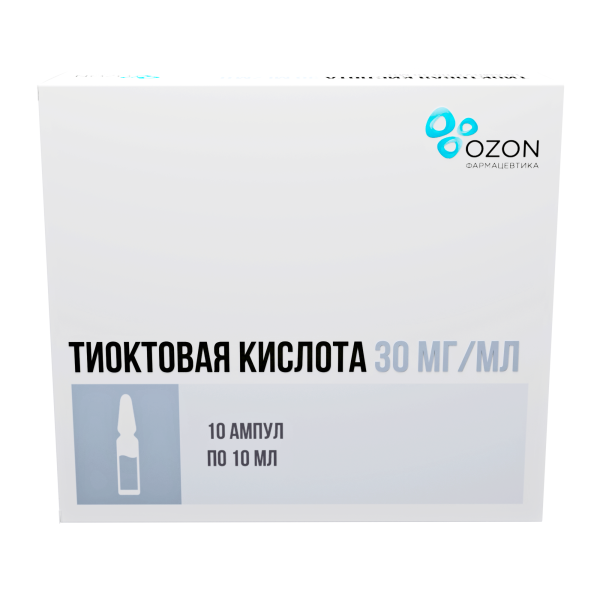 Тиоктовая кислота концентрат для приготовления раствора для инфузий 30мг/мл x 10мл №10 фото в интернет-аптеке "Фармсервис"