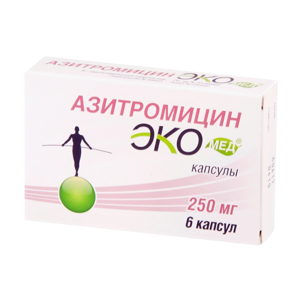 Азитромицин Экомед таблетки, покрытые плёночной оболочкой 250мг №6 фото в интернет-аптеке "Фармсервис" Азитромицин Экомед таблетки, покрытые плёночной оболочкой 250мг №6 фото в интернет-аптеке "Фармсервис"