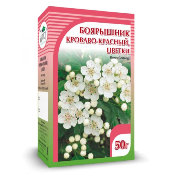 Боярышник кроваво-красный цветки пакет 50г  фото в интернет-аптеке "Фармсервис"