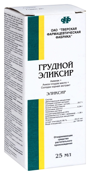 Грудной эликсир эликсир 20.7г+340мг+1.38г x 25мл №1 фото в интернет-аптеке "Фармсервис"