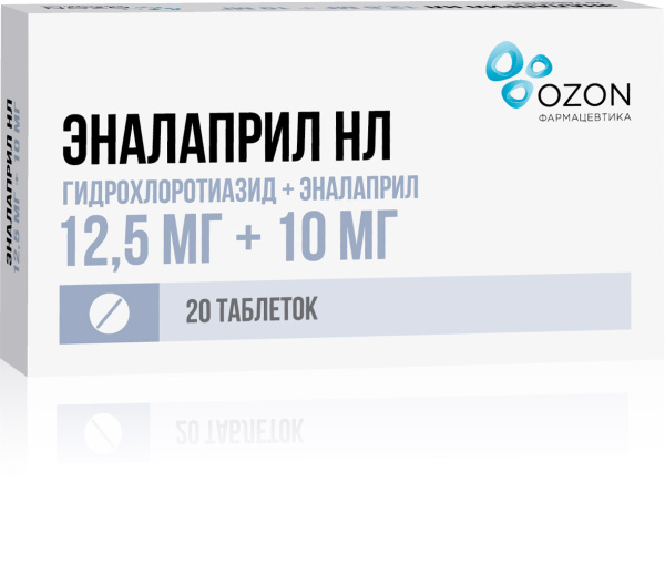 Эналаприл НЛ таблетки 12.5мг+10мг №20 фото в интернет-аптеке "Фармсервис"
