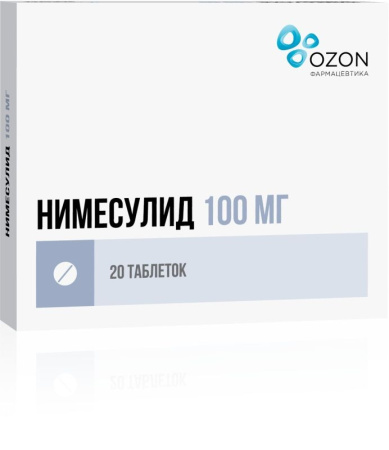 Нимесулид таблетки 100мг №20 детальное фото в интернет-аптеке "Фармсервис"