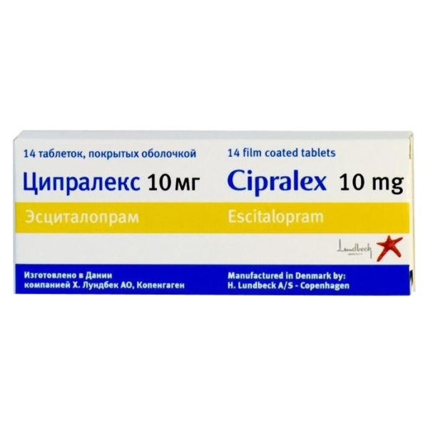 Ципралекс таблетки, покрытые плёночной оболочкой 10мг №14 фото в интернет-аптеке "Фармсервис"