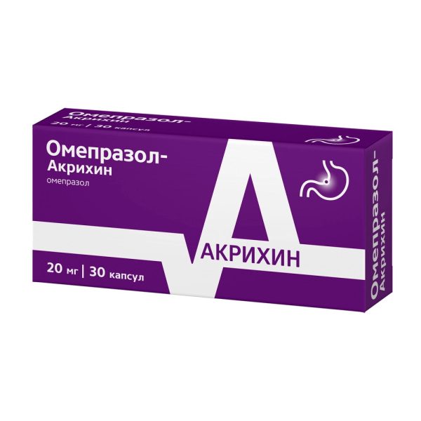 Омепразол-Акрихин капсулы кишечнорастворимые 20мг №30 фото в интернет-аптеке "Фармсервис" Омепразол-Акрихин капсулы кишечнорастворимые 20мг №30 фото в интернет-аптеке "Фармсервис"