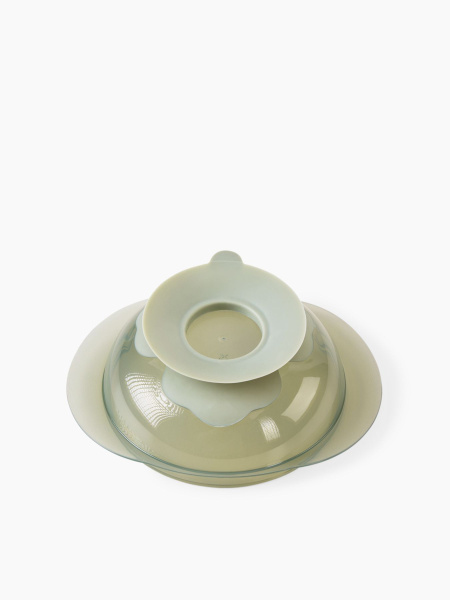 Тарелка HAPPY BABY детская на присоске с крышечкой (арт. 15002) зеленая фото в интернет-аптеке "Фармсервис"