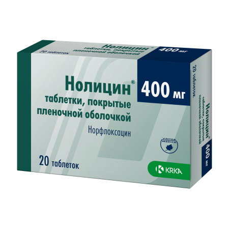Нолицин таблетки, покрытые плёночной оболочкой 400мг №20 детальное фото в интернет-аптеке "Фармсервис"