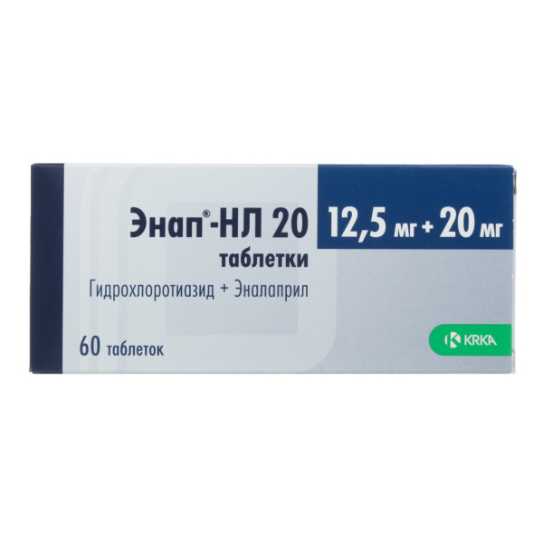 Энап-НЛ 20 таблетки 12.5мг+20мг №60 фото в интернет-аптеке "Фармсервис"