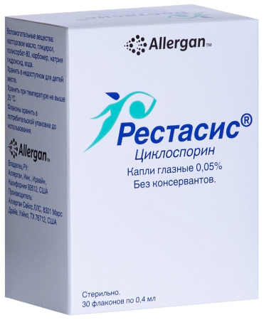 Рестасис капли глазные 0.05% x 400мкл №30 детальное фото в интернет-аптеке "Фармсервис"