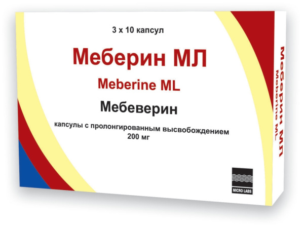 Меберин МЛ капсулы с пролонгированным высвобождением 200мг №30 фото в интернет-аптеке "Фармсервис"