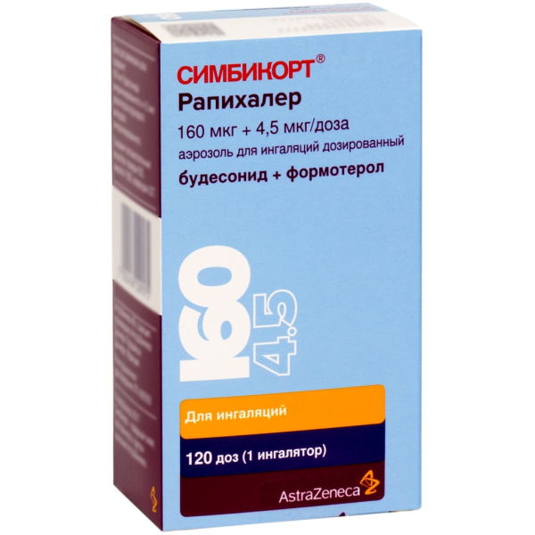 Симбикорт Рапихалер аэрозоль для ингаляций дозированный 160мкг/доза+4.5мкг/доза x 120доза №1 фото в интернет-аптеке "Фармсервис"